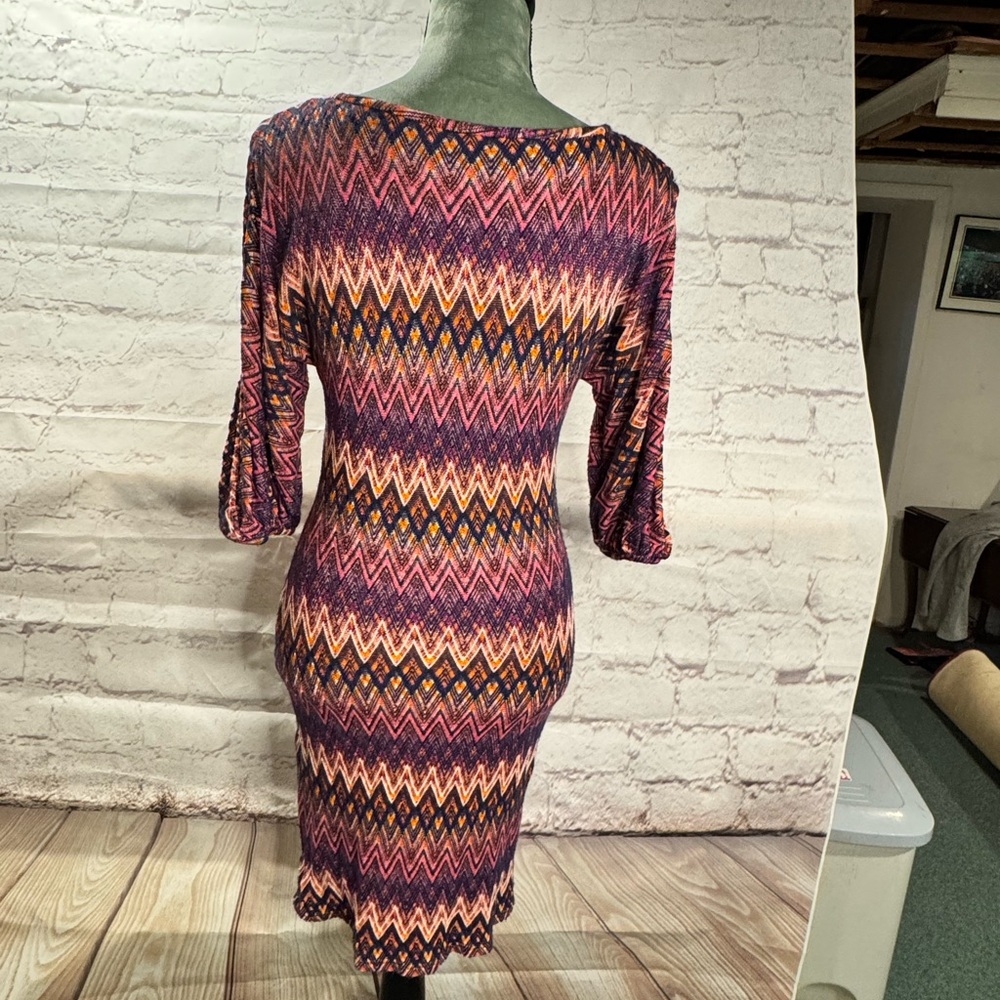 Trina Turk Purple, Orange and Pink Chevron Knit Dress (Clemson Univ colors) XS